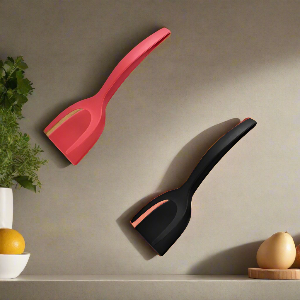 2 in 1 Nylon Grip Flip Tongs Egg Spatula