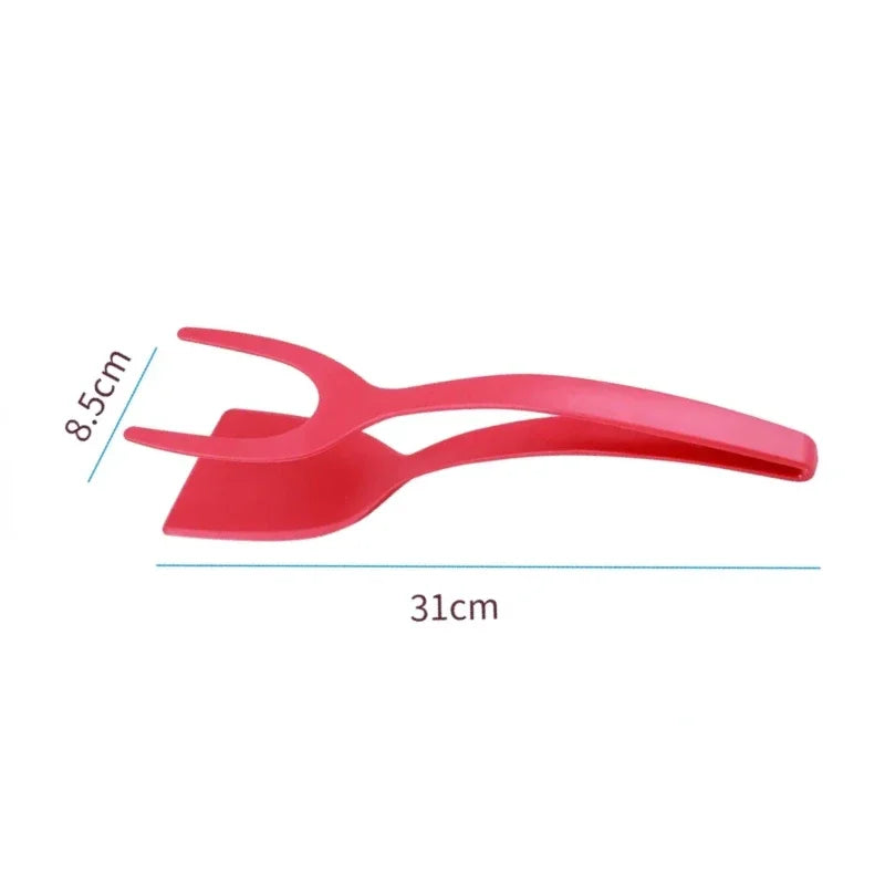 2 in 1 Nylon Grip Flip Tongs Egg Spatula Tongs Steak Spatula Tongs Clamp Pancake Fried Turners Kitchen Accessories