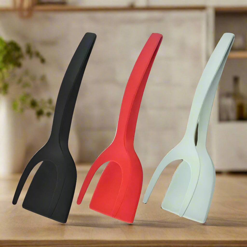 2 in 1 Nylon Grip Flip Tongs Egg Spatula