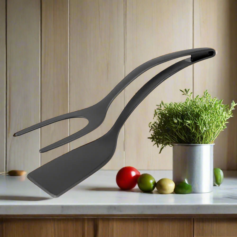 2 in 1 Nylon Grip Flip Tongs Egg Spatula
