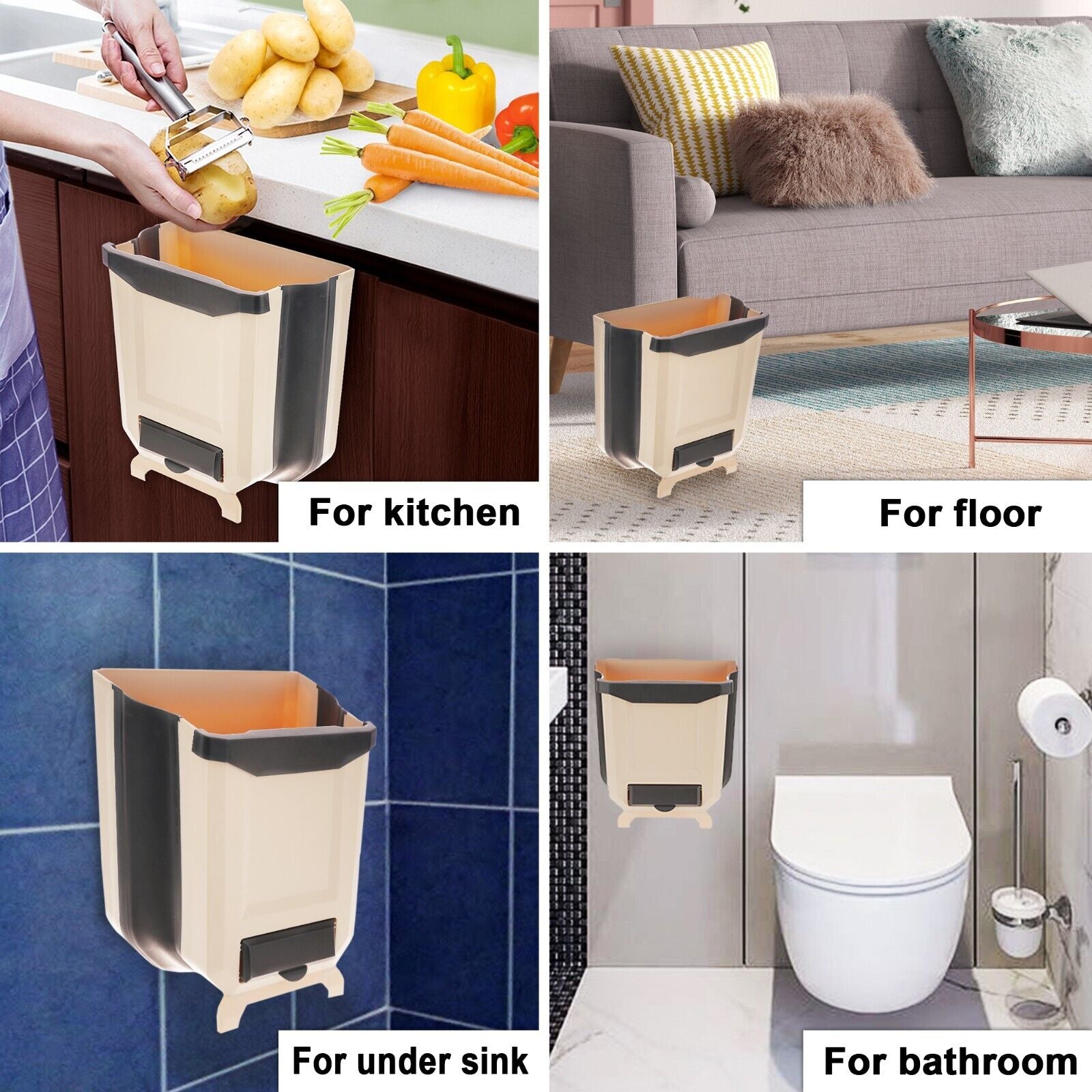 Hanging Trash Can for Kitchen Cabinet Door