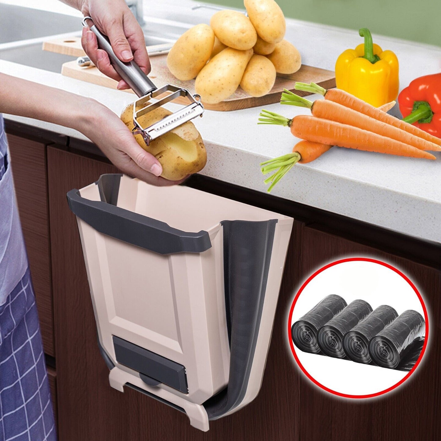 Hanging Trash Can for Kitchen Cabinet Door
