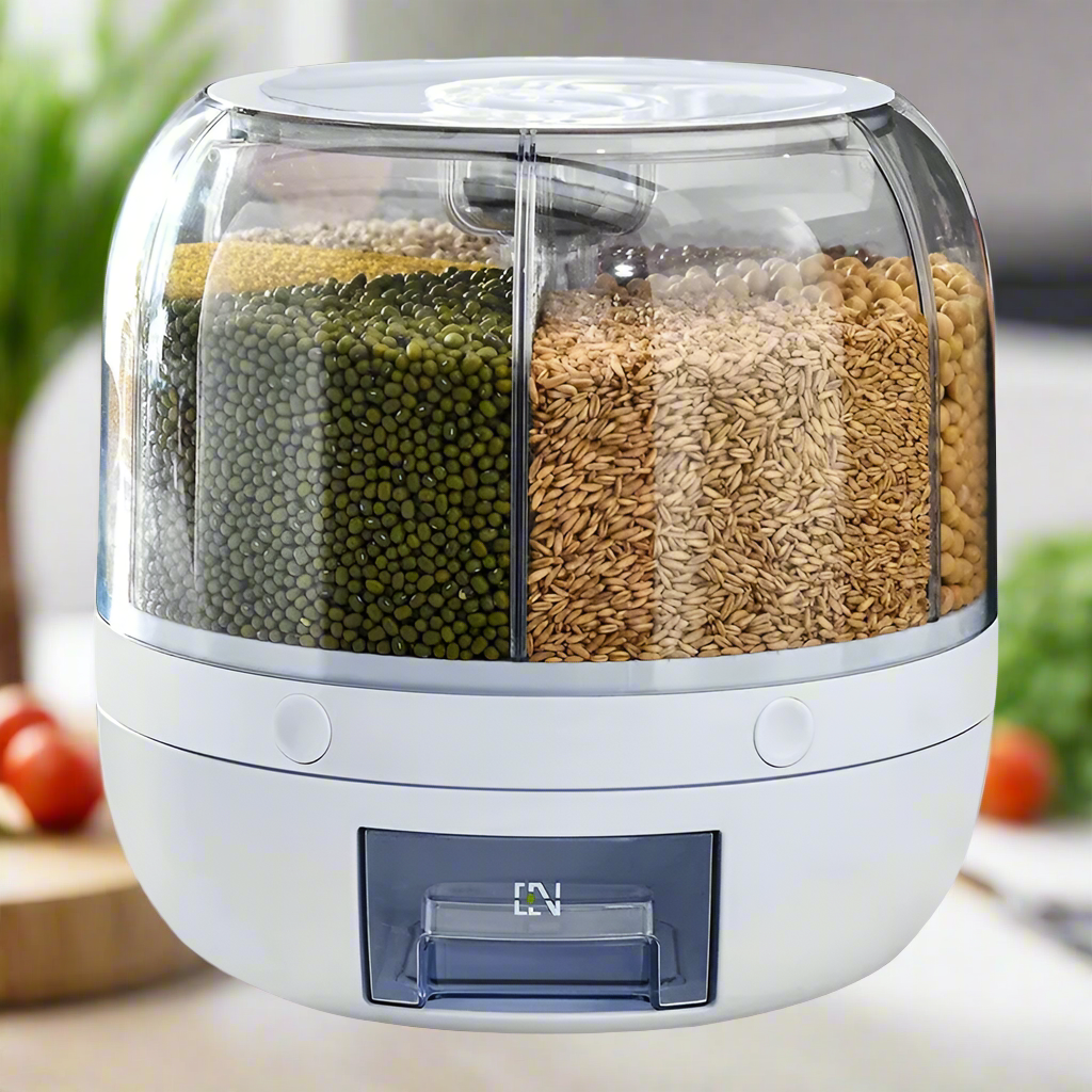 360° Rotating Grain Dispenser & Storage Box