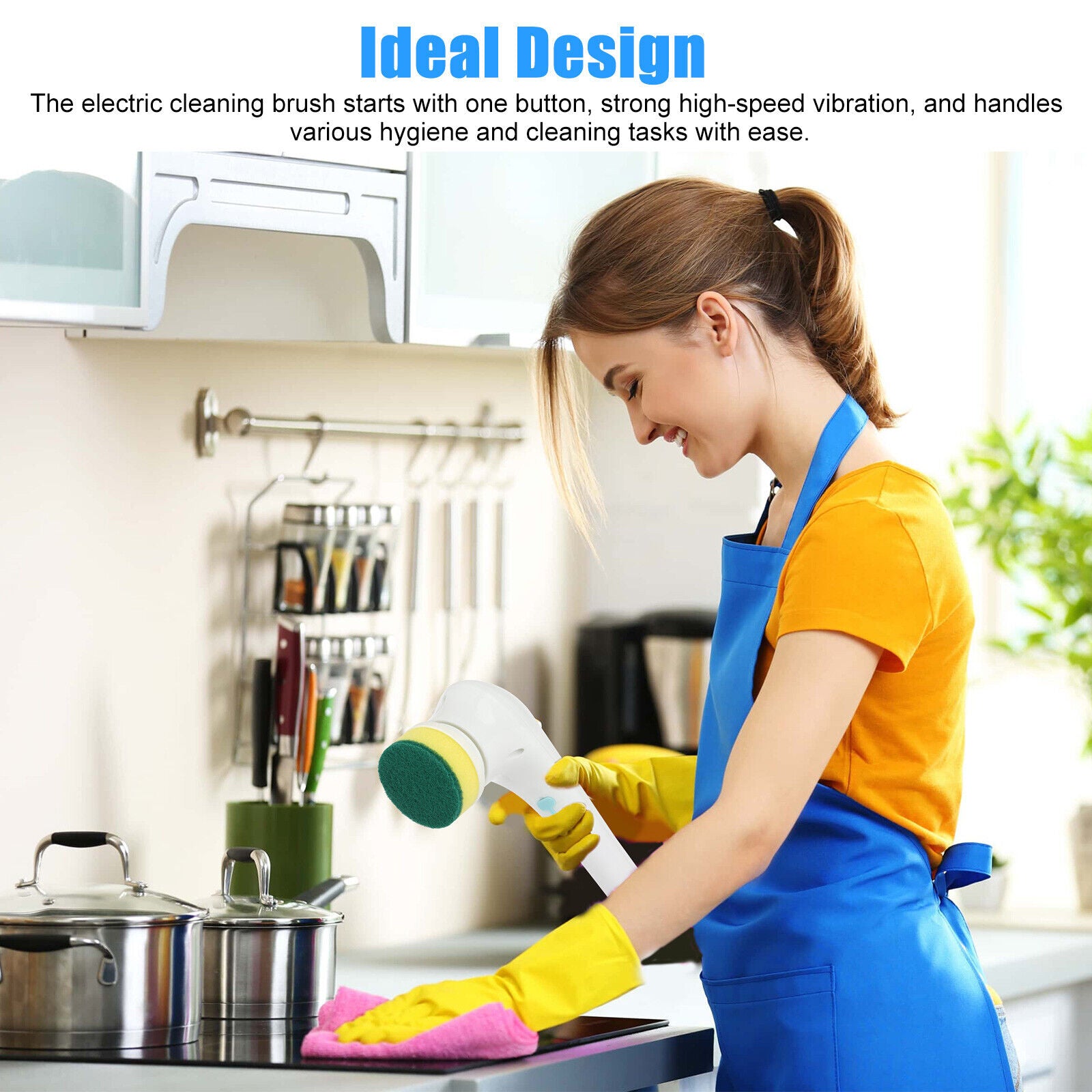 5 Heads Electric Cordless Spin Scrubber Rotating Cleaning Brush Set Rechargeable