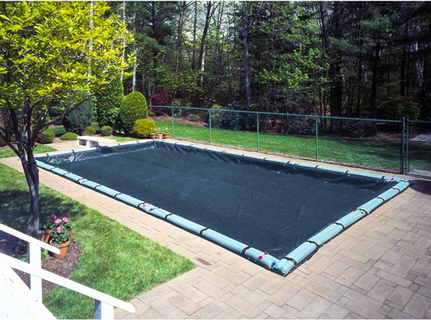 Micro Mesh Black Winter Cover for 12-Foot-By-20-Foot Rectangle Swimming Pools | Rain or Melted Snow to Pass through | Covers Include 5-Feet of Overlap to Measure 17-Feet-By-25-Feet